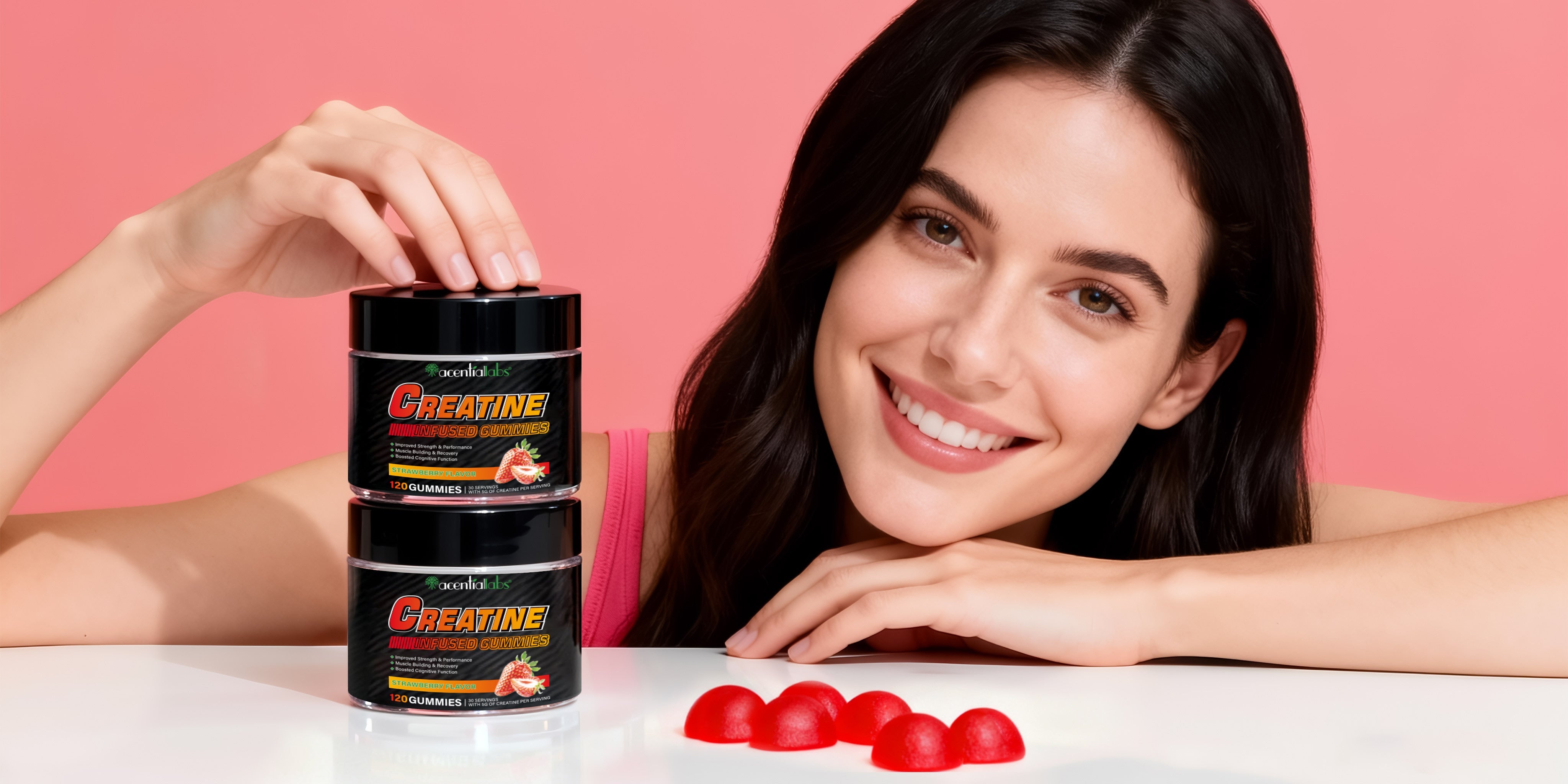 Unleash Your Inner Glow with acentiallabs Creatine Infused Gummies (120 Gummies)