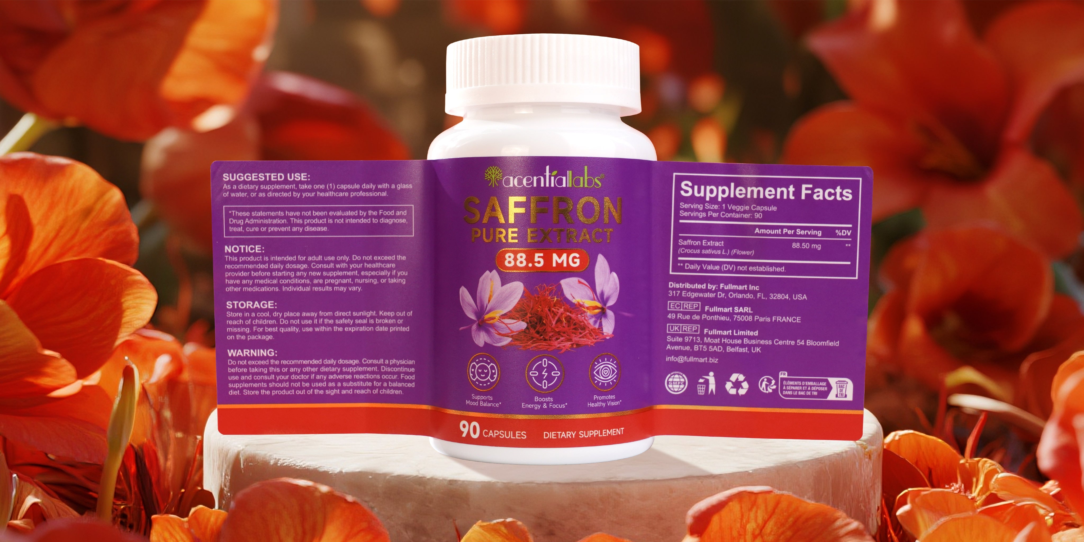 acentiallabs SAFFRON PURE EXTRACT 88.5mg — The Golden Beauty Secret Your Skin Has Been Waiting For!