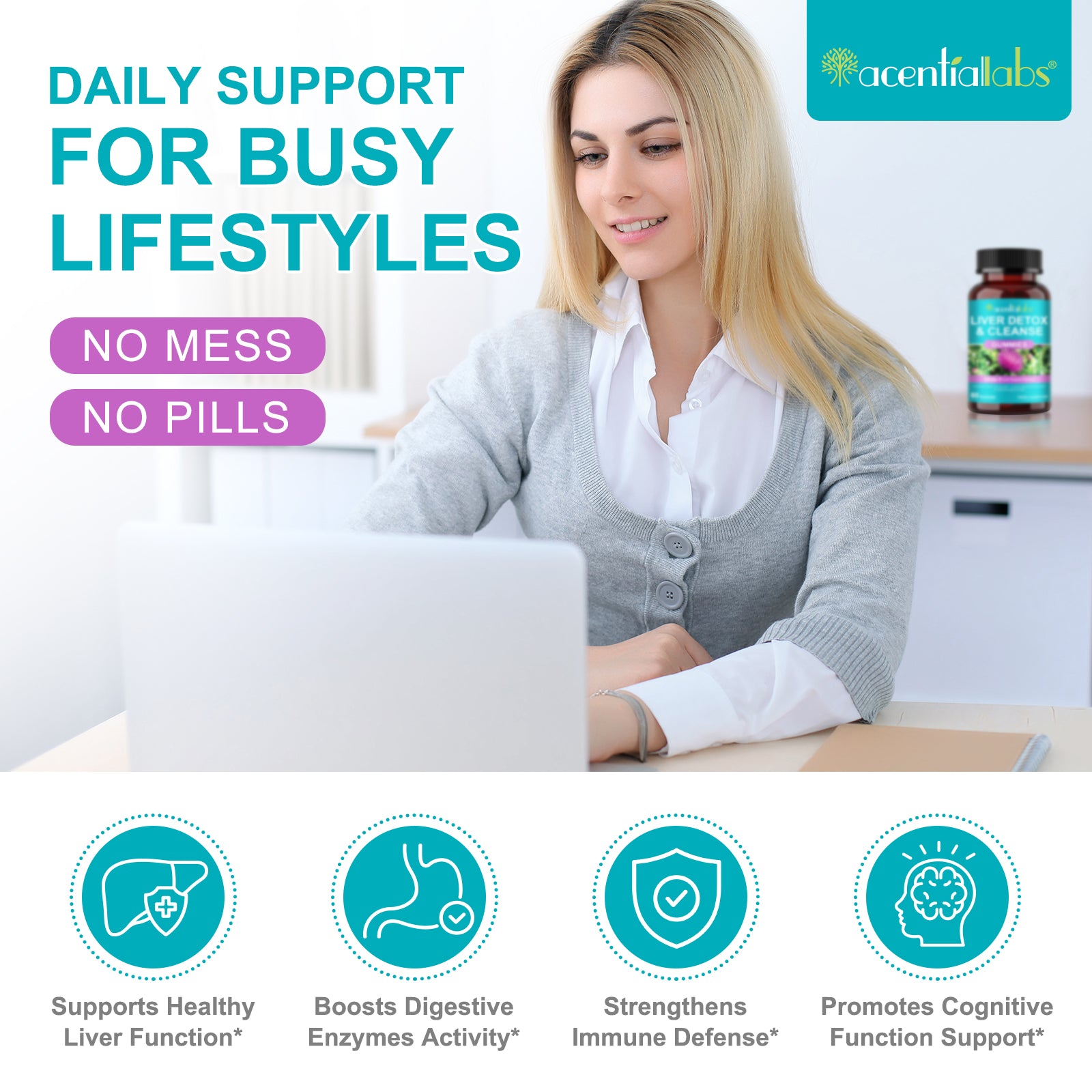 acentiallabs LIVER DETOX & CLEANSE GUMMIES 14-in-1 Liver Support Formula 60 Gummies Bottled Gummies