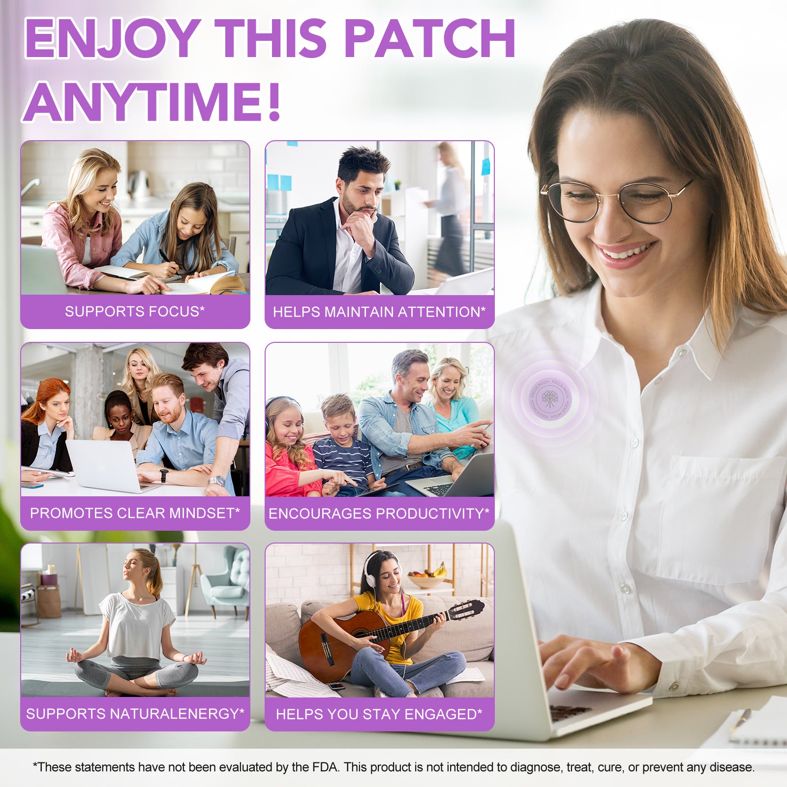 acentiallabs FOCUS PATCHES FREL FOCUS I CLARITY I CALM