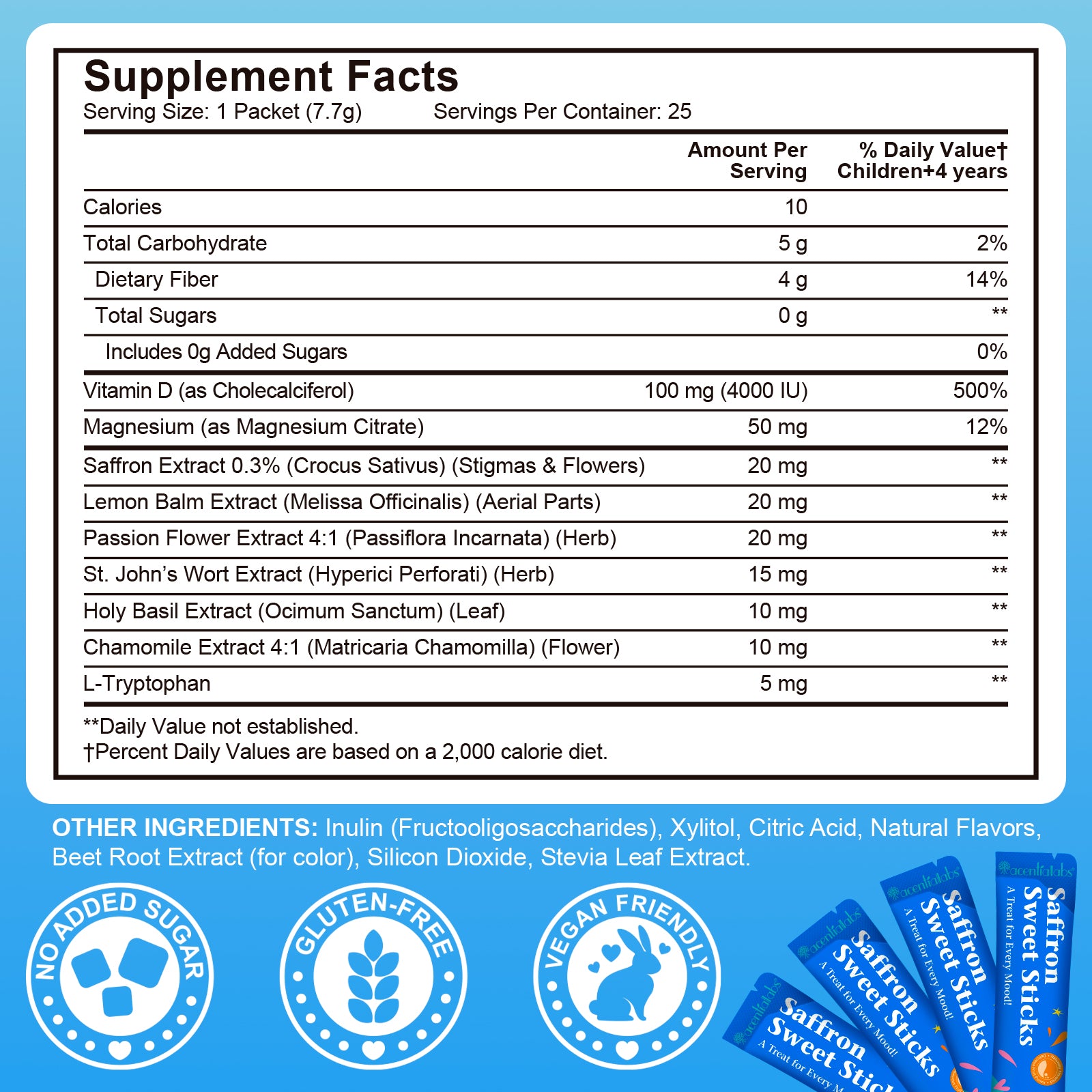 acentiallabs Saffron Sweet Sticks, A Treat for Every Mood, Granules