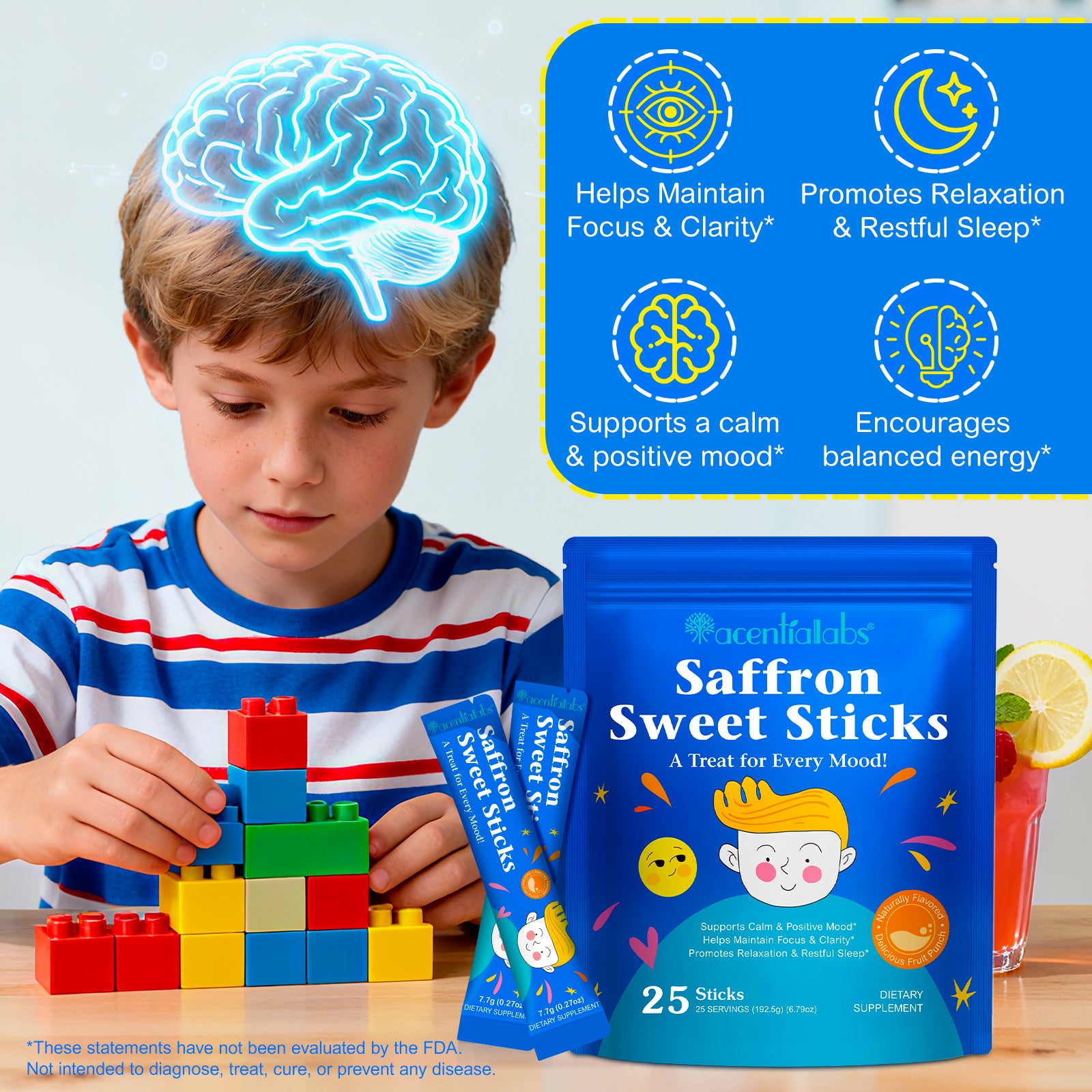 acentiallabs Saffron Sweet Sticks, A Treat for Every Mood, Granules