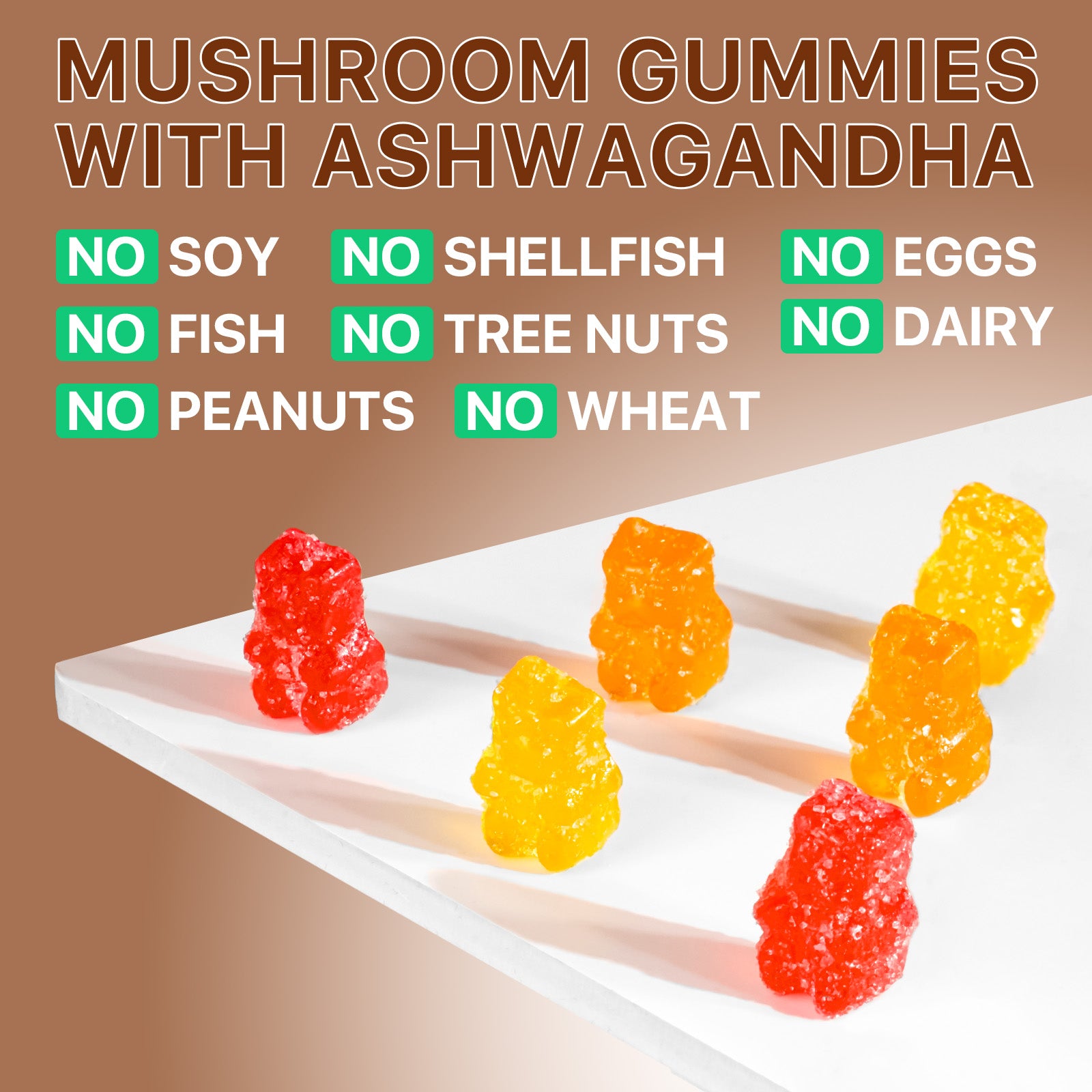 acentiallabs MUSHROOM GUMMIES WITH ASHWAGANDHA 2500MG FUNCTIONAL MUSHROOM SPER SERVING Bagged Gummies