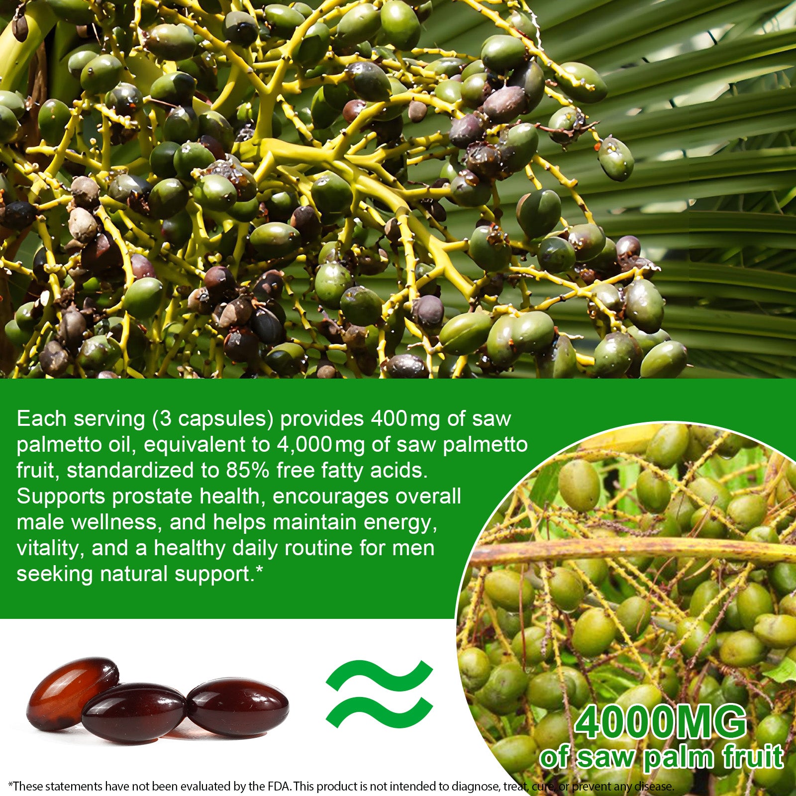 acentiallabs SAW PALMETTO 4000 MG Equivalent per serving 300 SOFTGELS Bagged Capsules