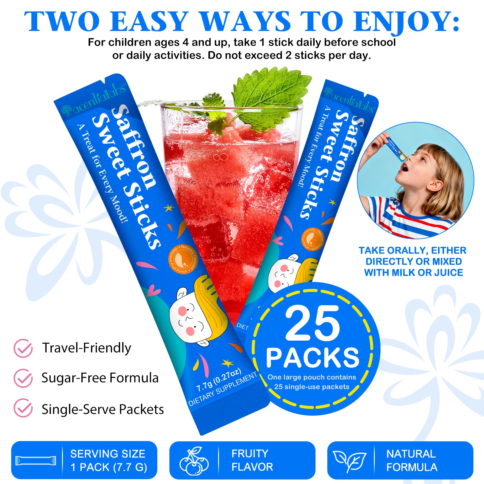 acentiallabs Saffron Sweet Sticks, A Treat for Every Mood, Granules