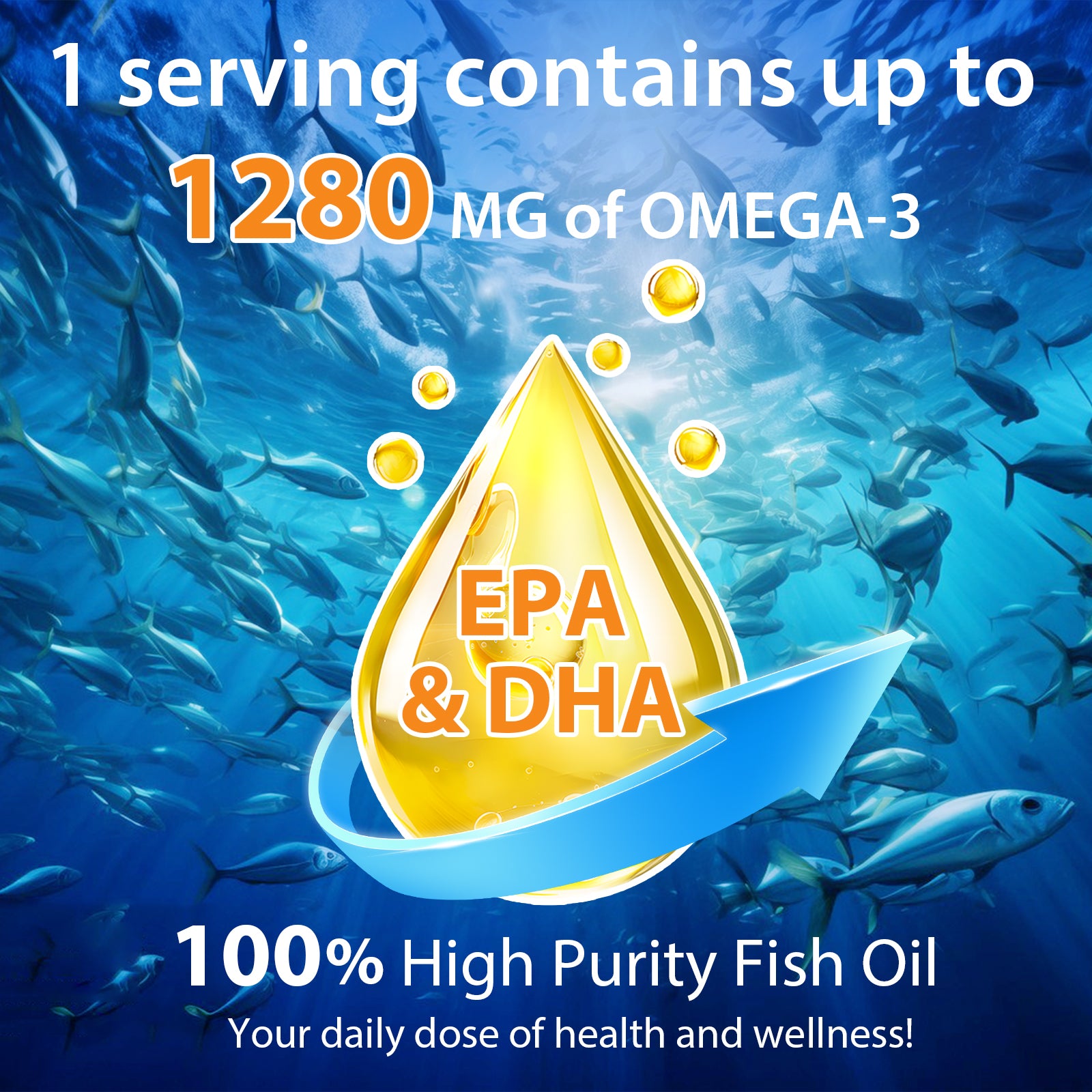 acentiallabs OMEGA-3 FISH OIL MAX STRENGTH 1280MG TEPA & DHA 120 SOFTGELS Bottled Capsules